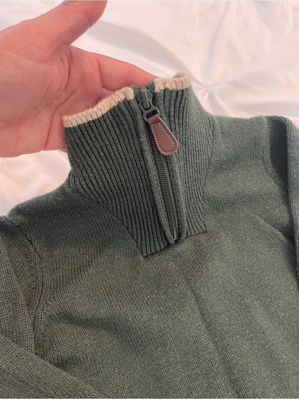 Janie and Jack Green and Red Half-Zip Sweaters - Picture 6 of 12